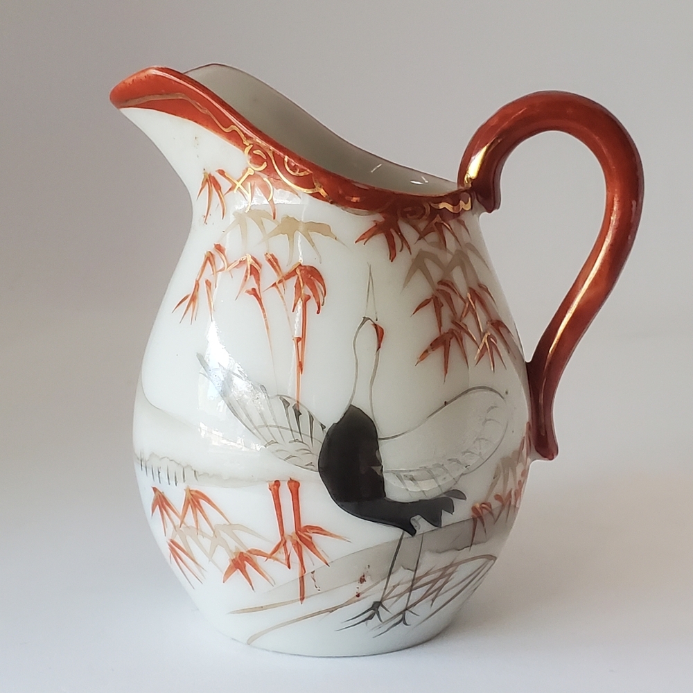 Japanese Handpainted Porcelain Pitcher Creamer Gold Accents